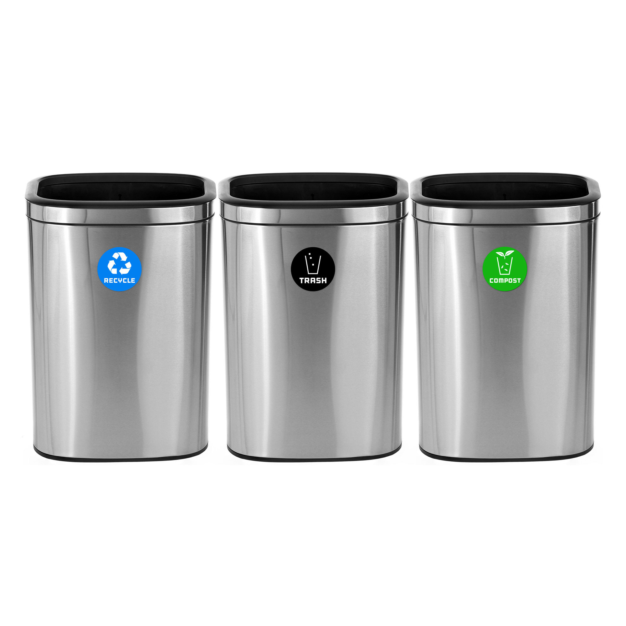 Alpine, 31.5 Gallon Recycle, Compost and Trash Can Station, Capacity 31.5 Gal, Model# ALP470-40L-R-T-CO